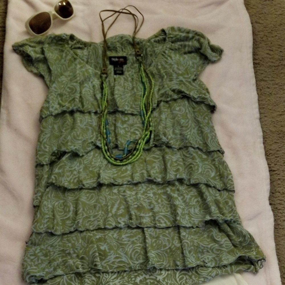 Style & co shirt which includes the skirt, necklac
